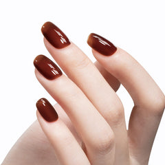 MAYCHAO jelly gel nail polish in transparent hot cocoa for natural nails.