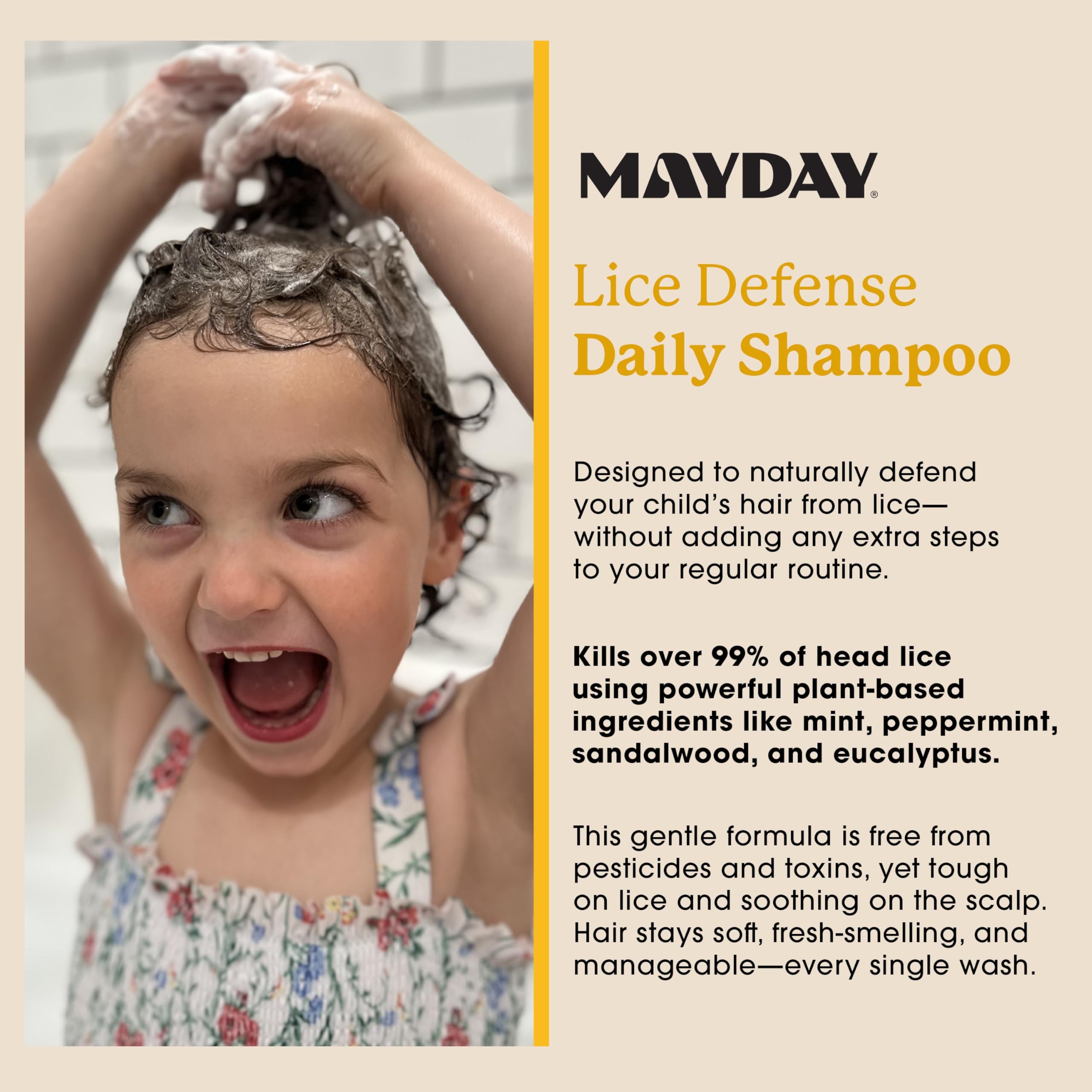 MAYDAY daily routine image illustrating simple steps for ongoing lice prevention.