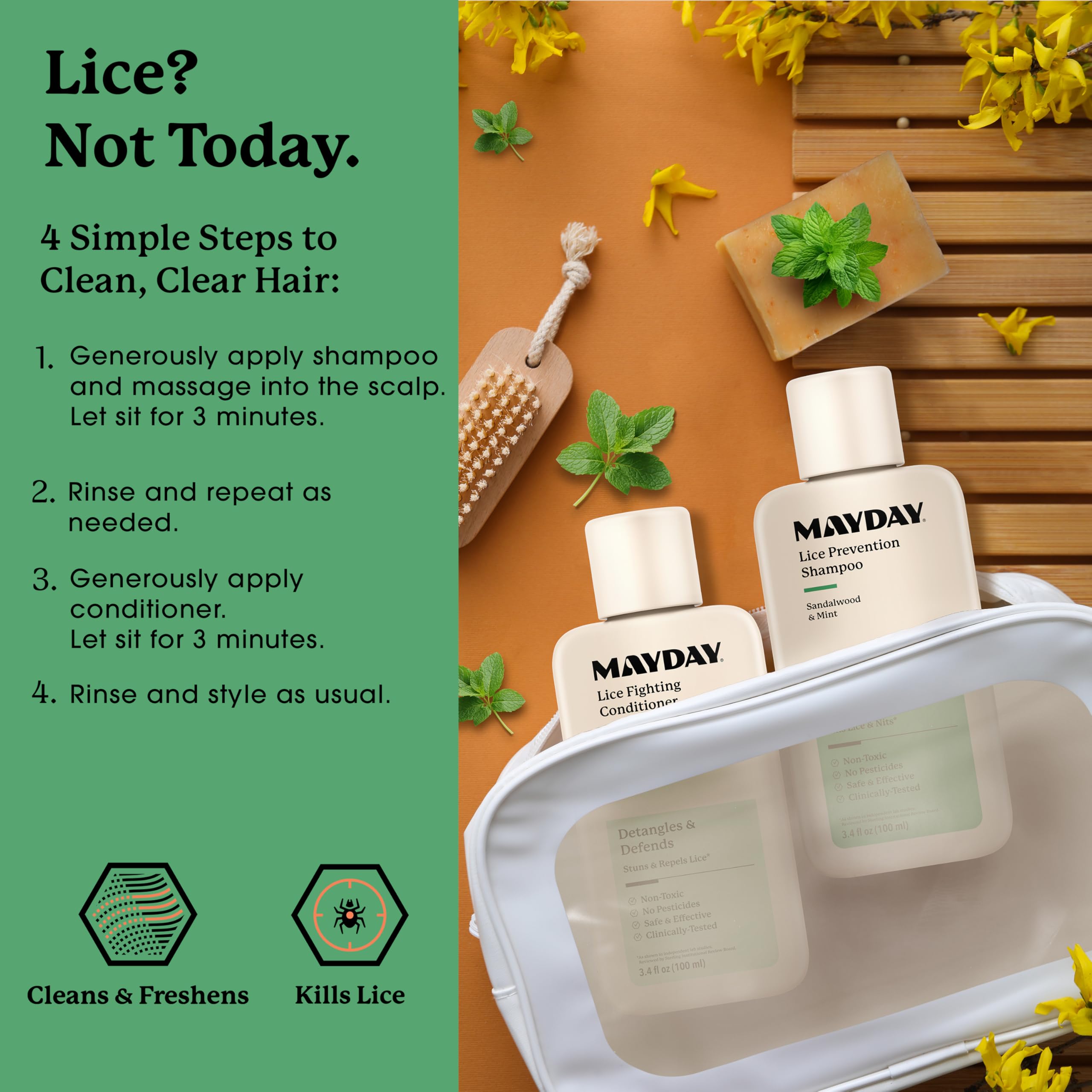 MAYDAY sandalwood and mint fragrance bottle for natural, refreshing scent.