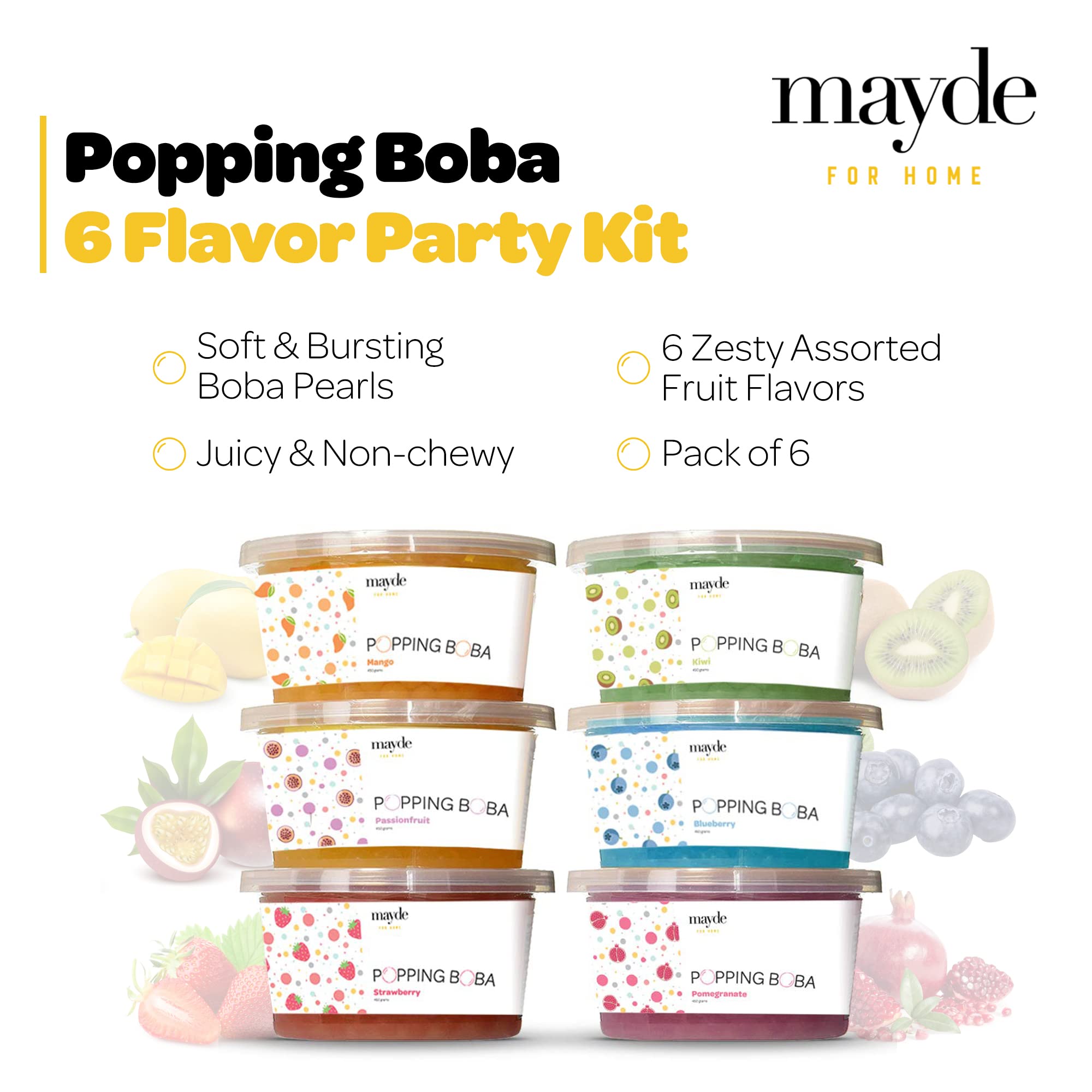 Mayde bursting boba pearls mango, vibrant topping for iced drinks