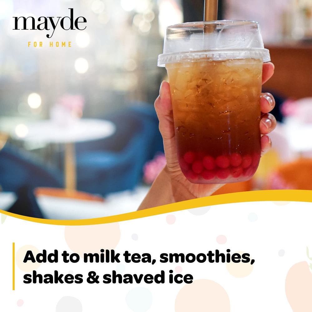 Mayde bursting boba pearls passion fruit, fruity pop in beverages