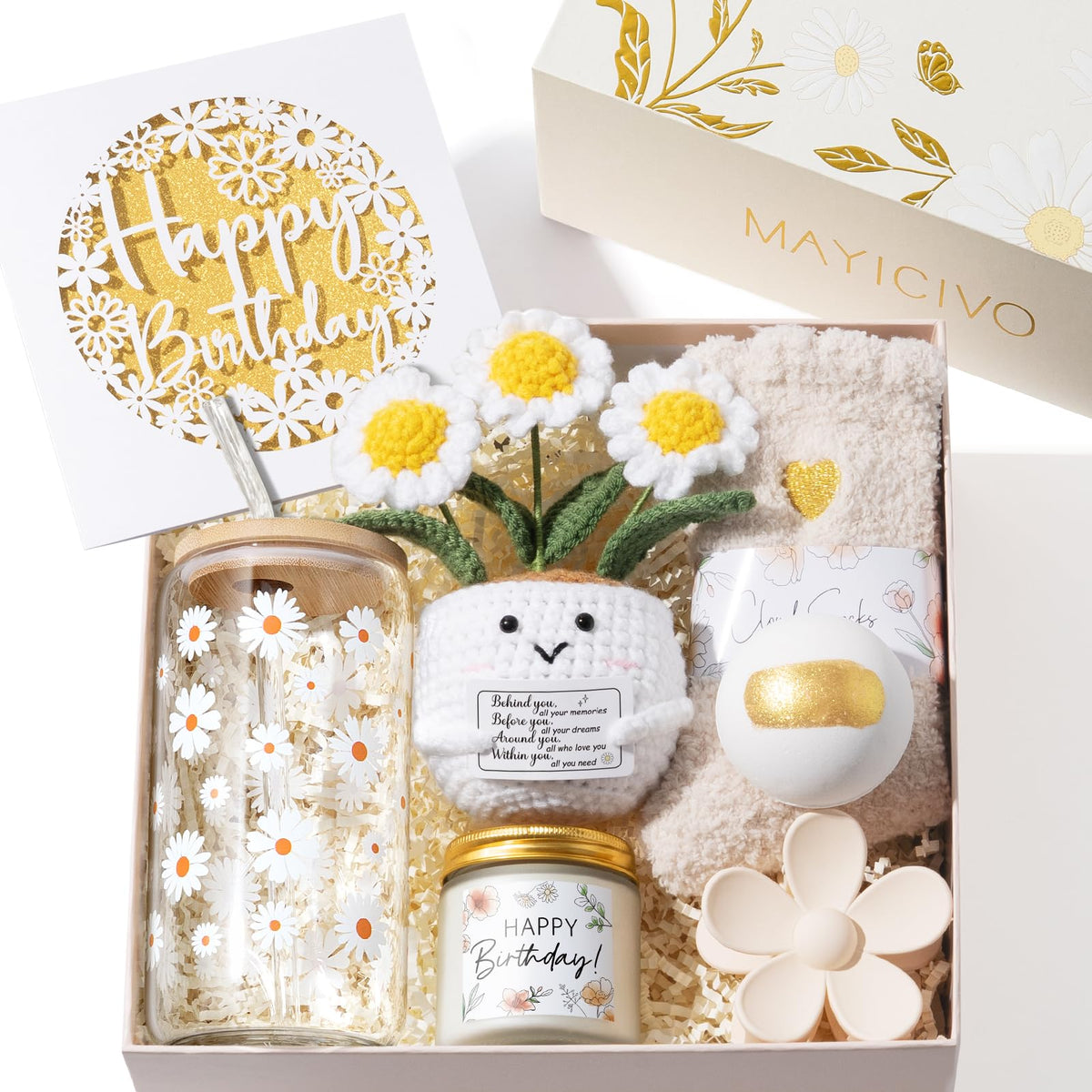 MAYICIVO daisy deluxe gift box, elegant birthday presentation for gifting.