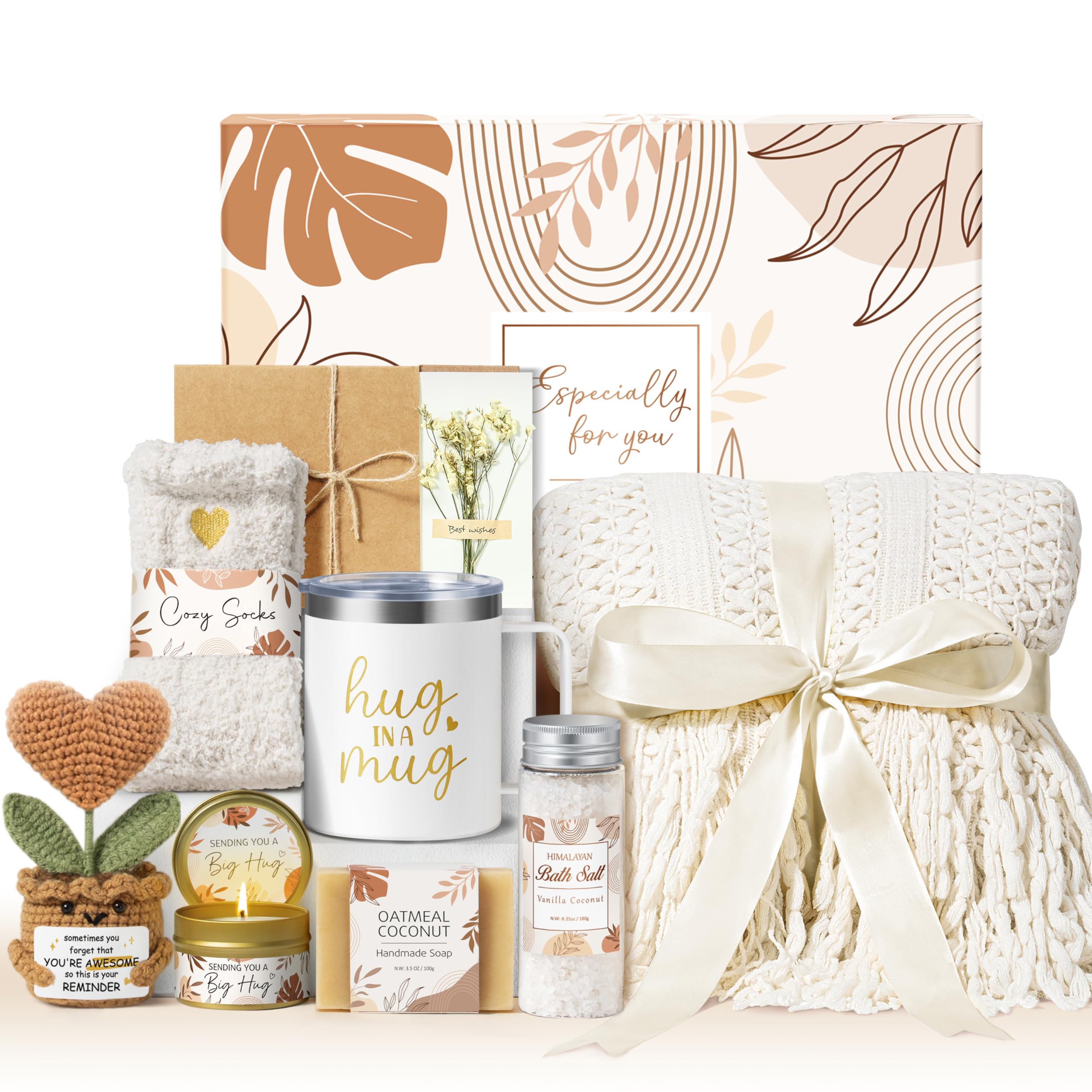MAYICIVO knit blanket in get-well basket provides cozy warmth for relaxation