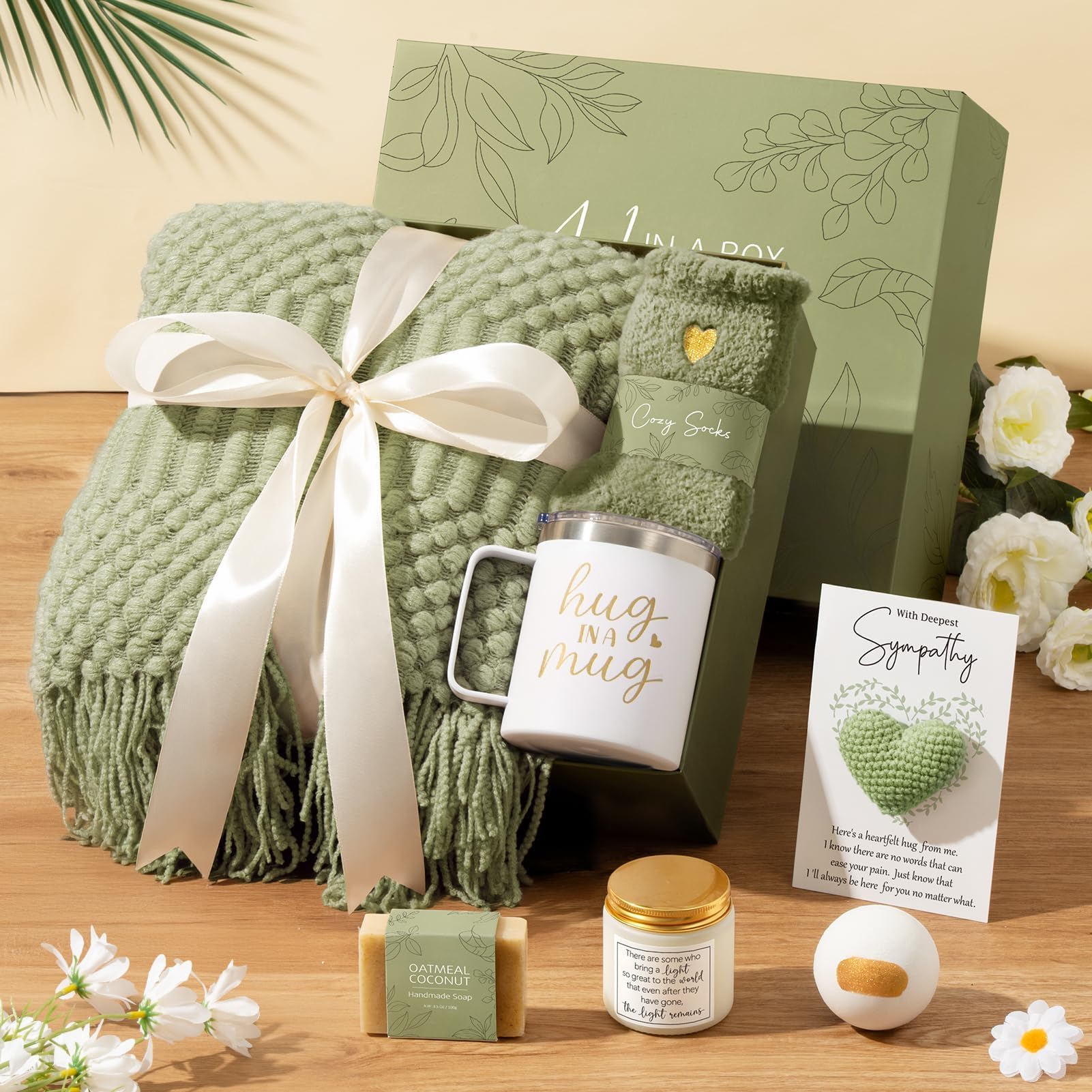 MAYICIVO sympathy gift basket soap visual: oatmeal soap provides gentle cleansing as part of a soothing routine.