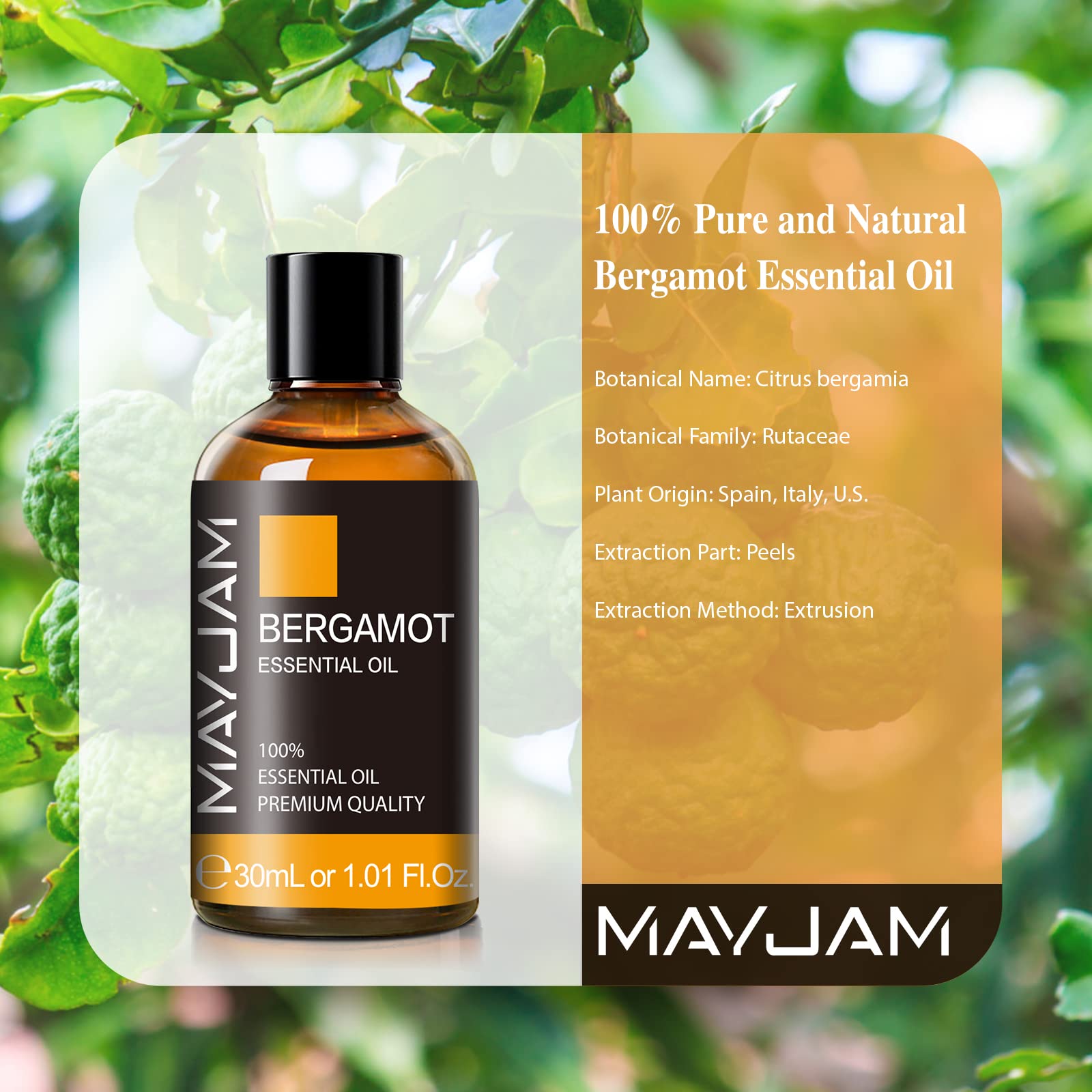 MAYJAM Bergamot oil dropper dispensing precise amount