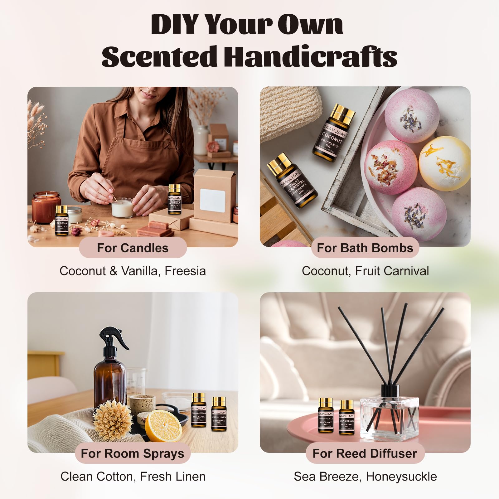 MAYJAM scents enhance room ambiance through diffuser use
