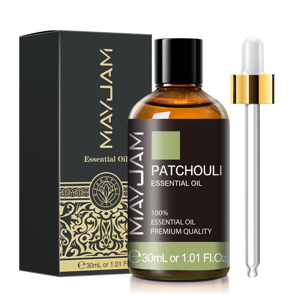 Patchouli oil in diffuser by MAYJAM for grounding ambiance.