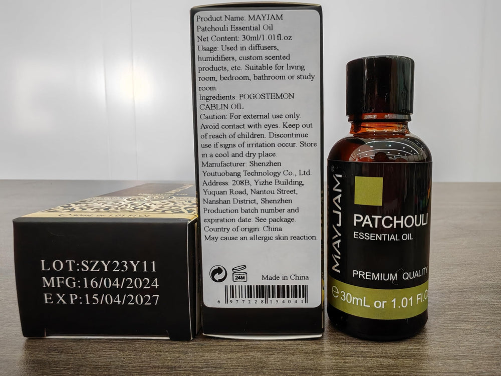 MAYJAM Patchouli oil gift idea with elegant packaging.
