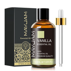 MAYJAM vanilla essential oil dropper for precise dosing in DIY projects.
