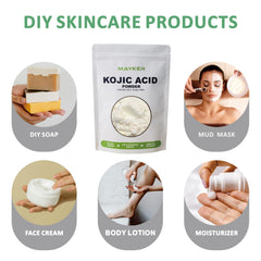 MAYKER Kojic acid powder dissolves easily in water and creams for DIY serums.