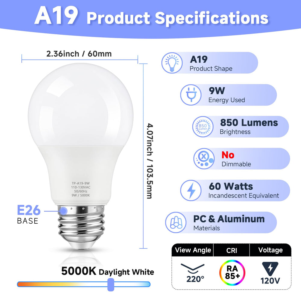 Maylaywood A19 ideal for kitchen and living room lighting.