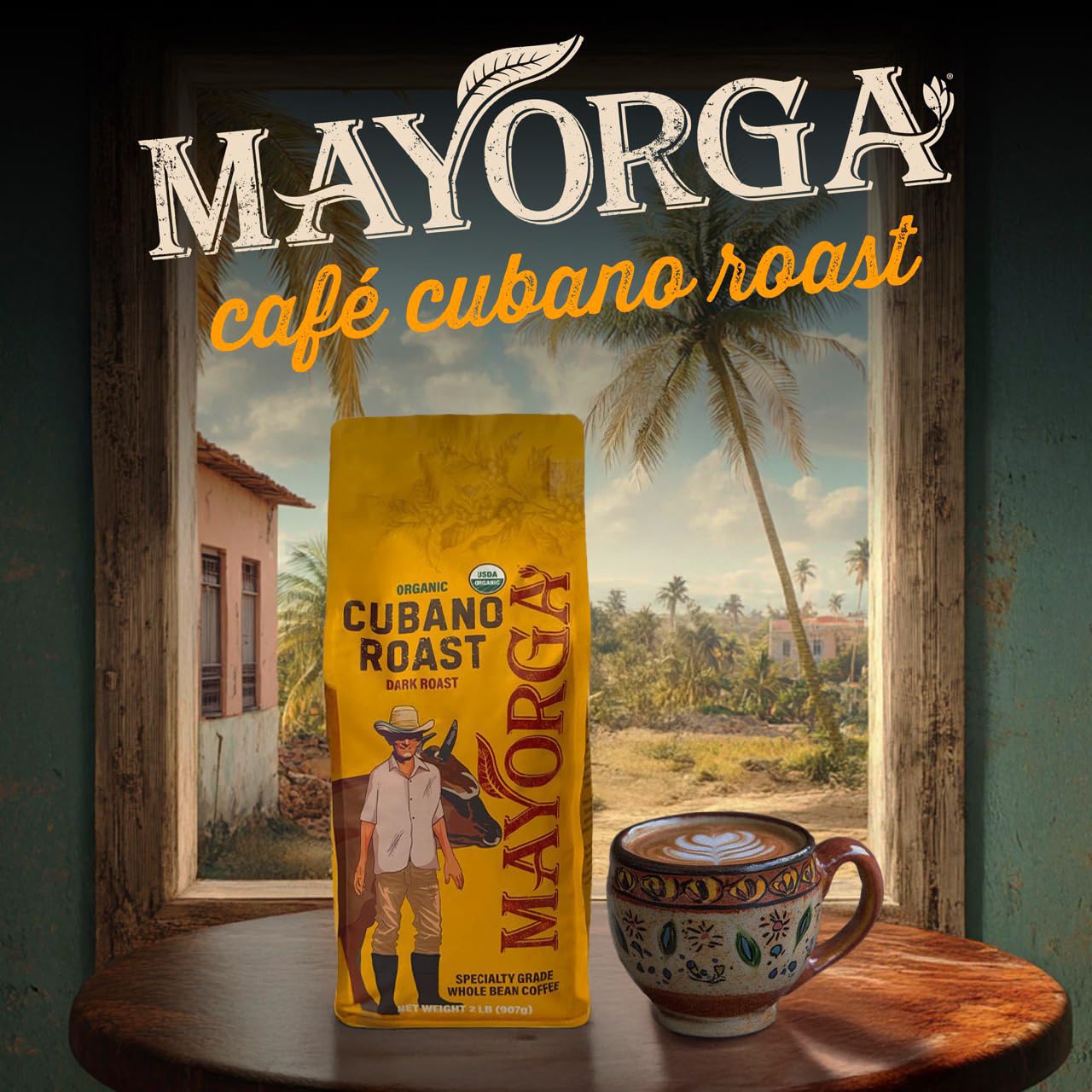 Mayorga Latin slow roast batch highlights dark chocolate and vanilla notes in every cup.
