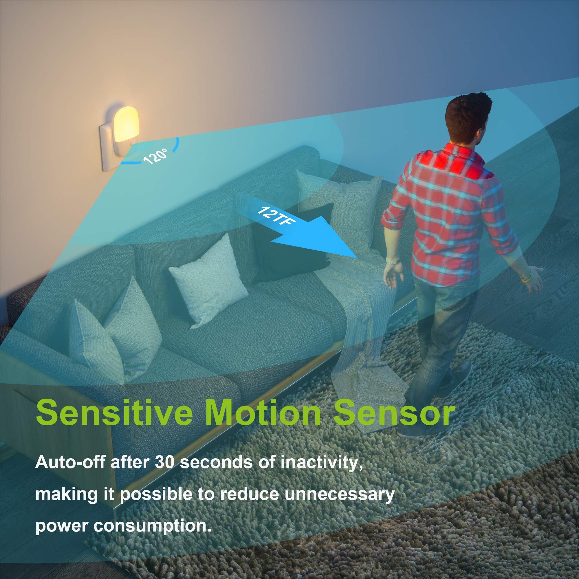 MAZ-TEK night light displaying three brightness levels for flexible illumination