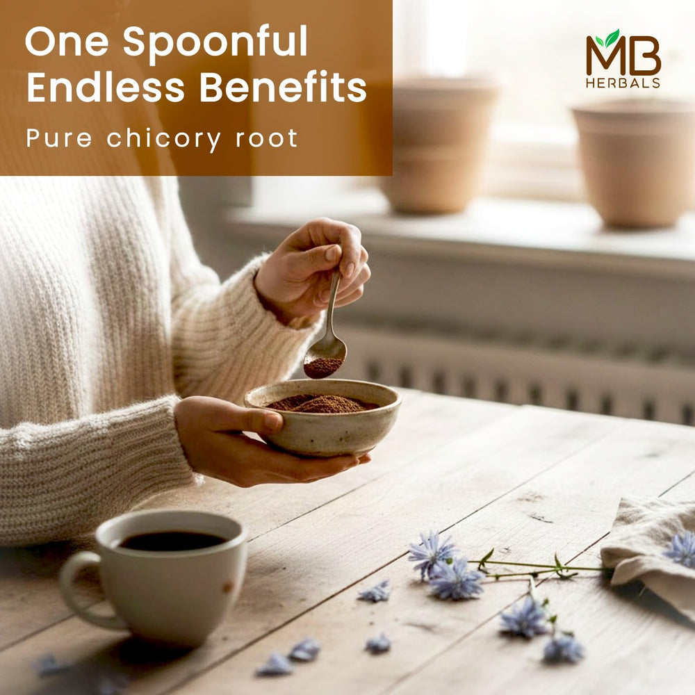MB Herbals Coffee Substitute chicory offers a flavorful alternative