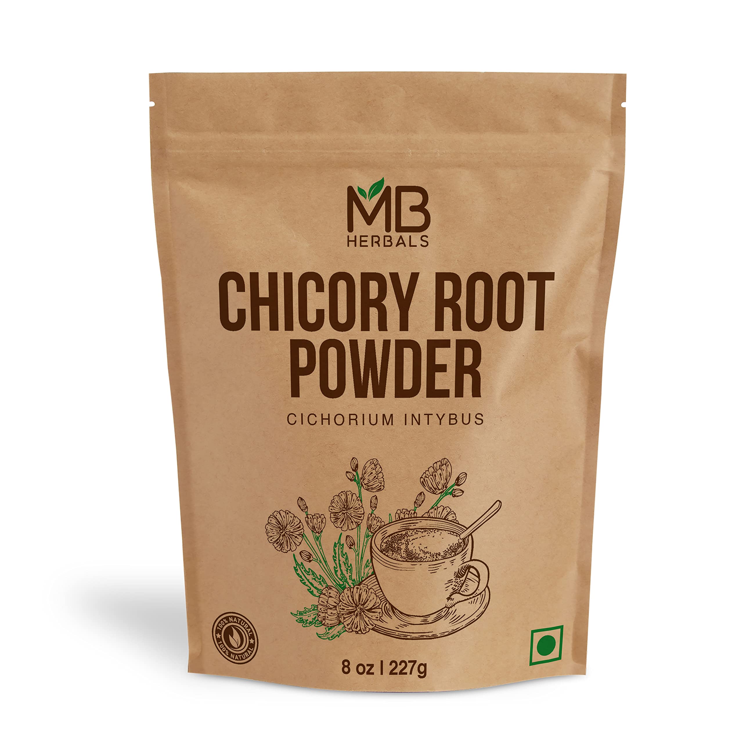 MB Herbals Instant Chicory Powder 227g dissolves quickly in hot water for a fast beverage