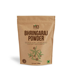 MB Herbals Pure Bhringaraj powder pack shot highlights natural hair conditioning potential
