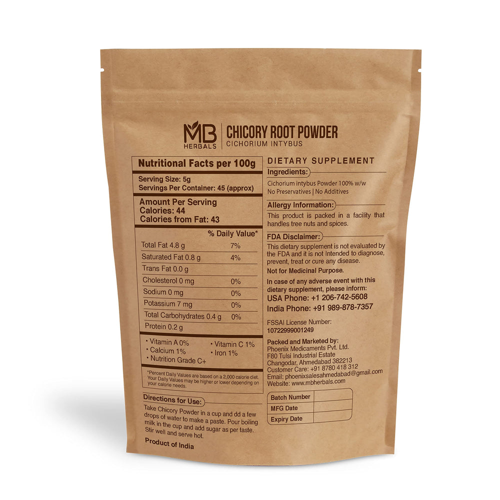 MB Herbals Roasted Chicory Roots shown as the natural flavor base