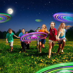 M.best glow discs create dynamic light trails when tossed at dusk