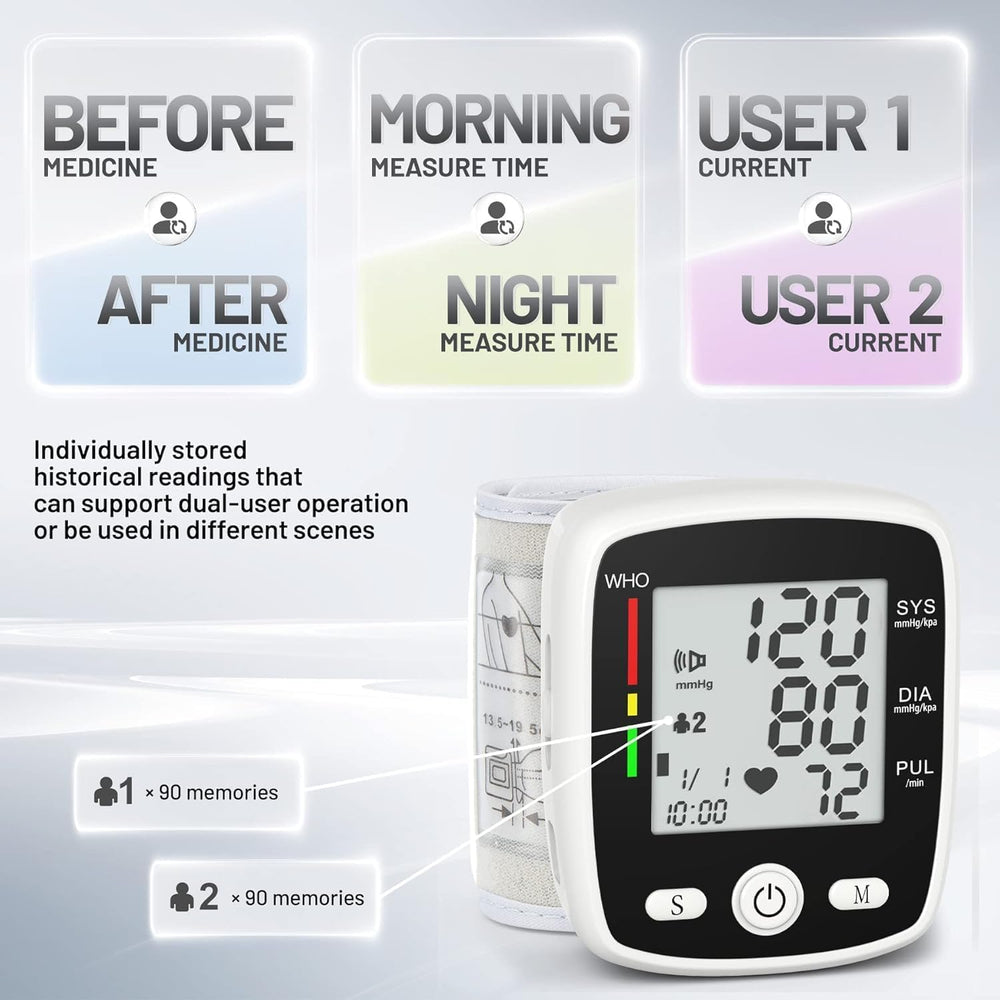 MBUPAI adjustable cuff fits 5.3–7.7 inch wrists for comfortable measurement.