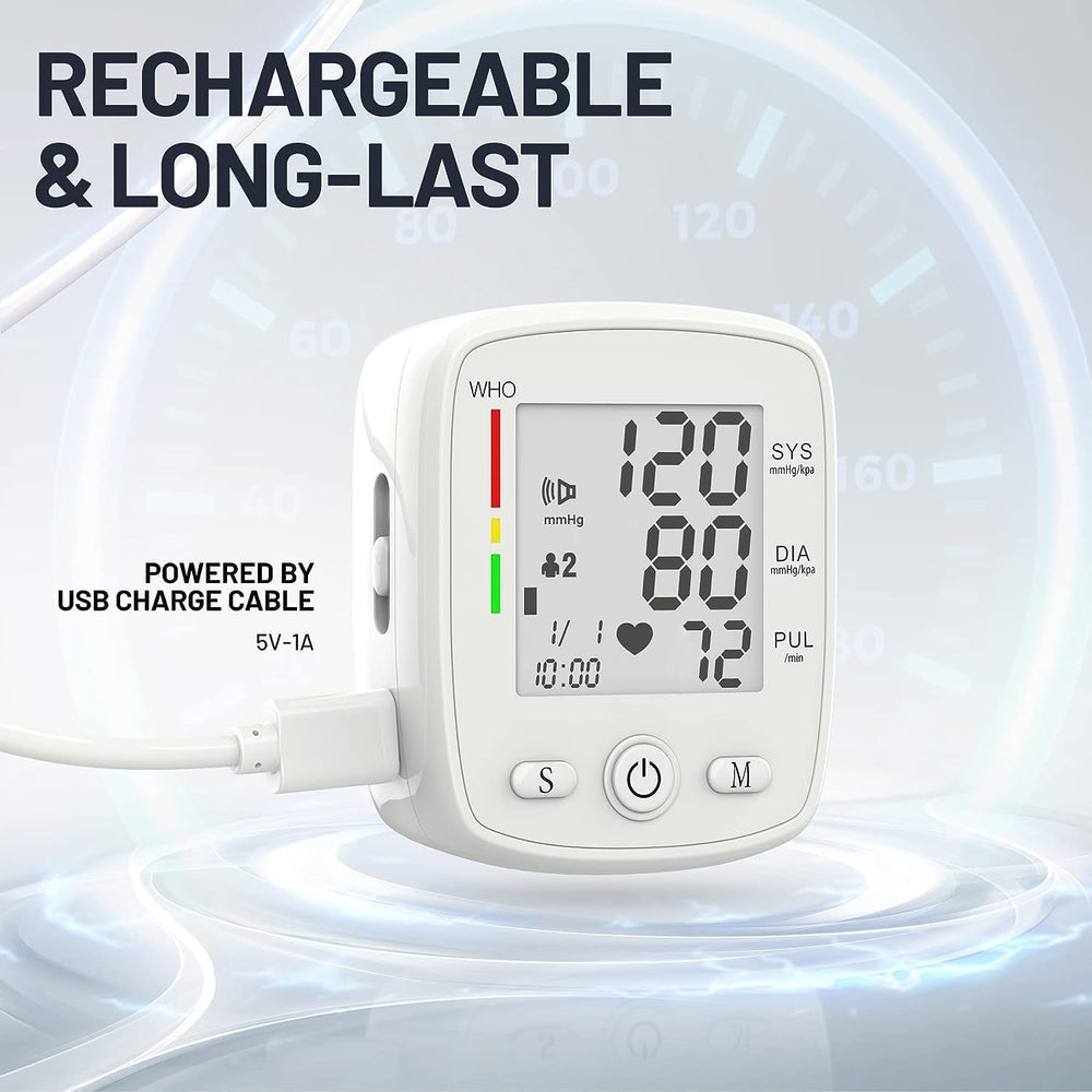 MBUPAI BP monitor stores 90 readings per user for two users