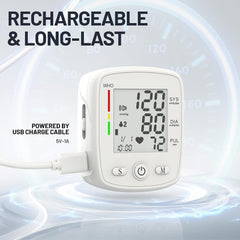 MBUPAI BP monitor stores 90 readings per user for two users
