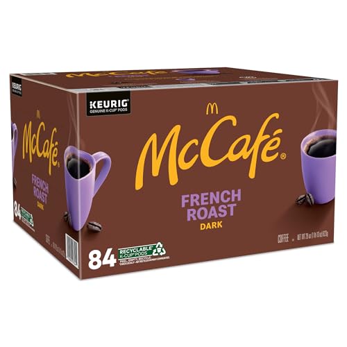 McCafé 84-count box emphasizing value and consistent taste.