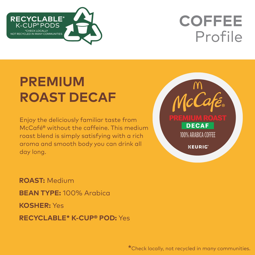 McCafé Decaf Medium Roast presents clear flavor with a clean finish.