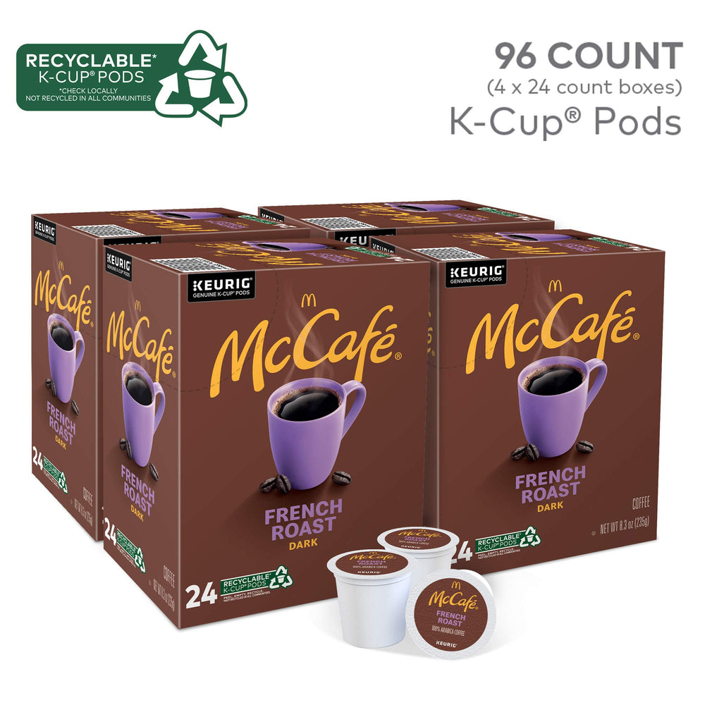 McCafé French Roast packaged box highlighting single-serve ease
