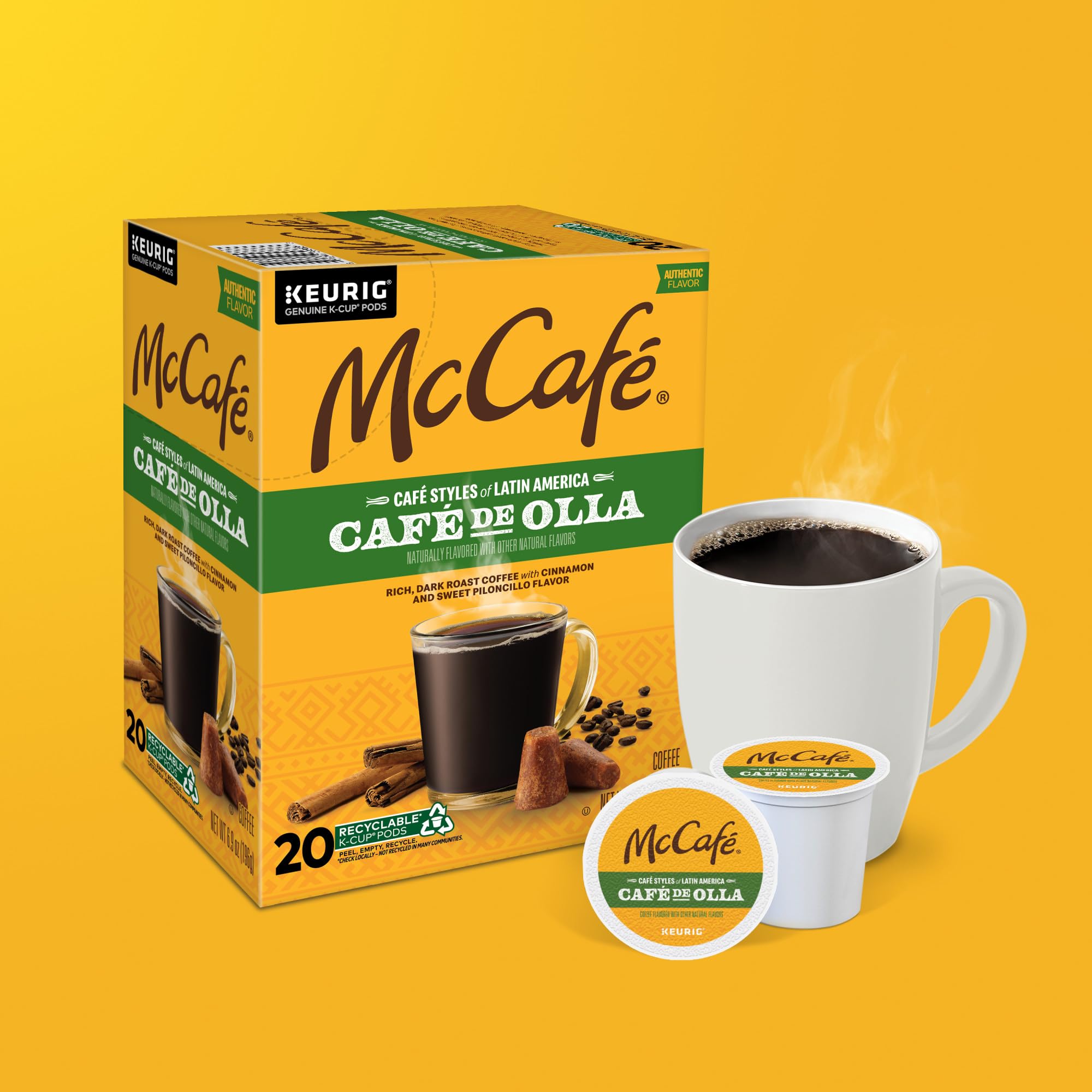 McCafé Piloncillo caramel notes in a steaming mug