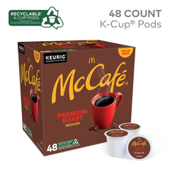 McCafé Premium Roast K-Cup pod row display highlights convenient single-serve pods.