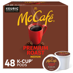 McCafé Premium Roast pod close-up; rich aroma ready to brew for a comforting morning.