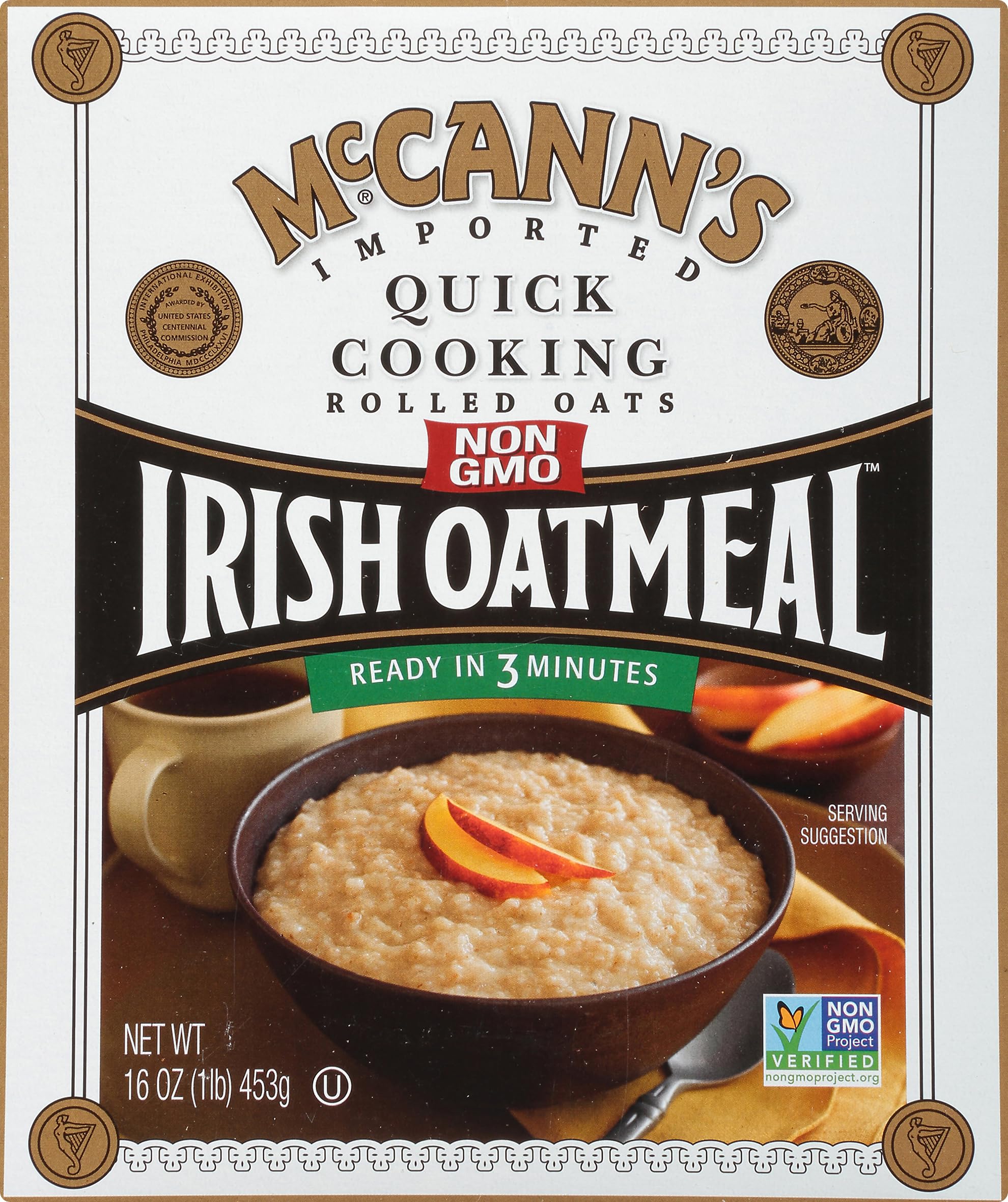 McCann's Irish Oatmeal box on the counter, ready for quick breakfasts.