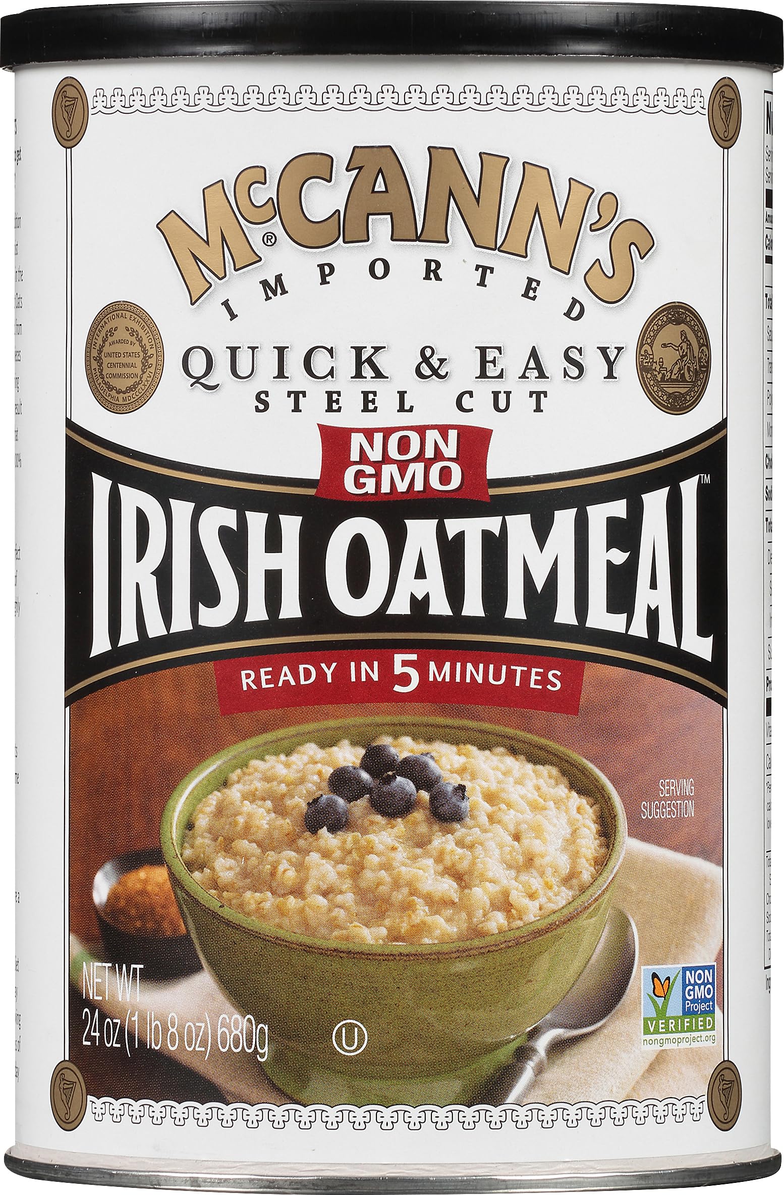 McCann's Irish Oatmeal box front highlighting heritage and authenticity