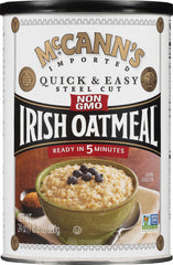 McCann's Irish Oatmeal box front highlighting heritage and authenticity