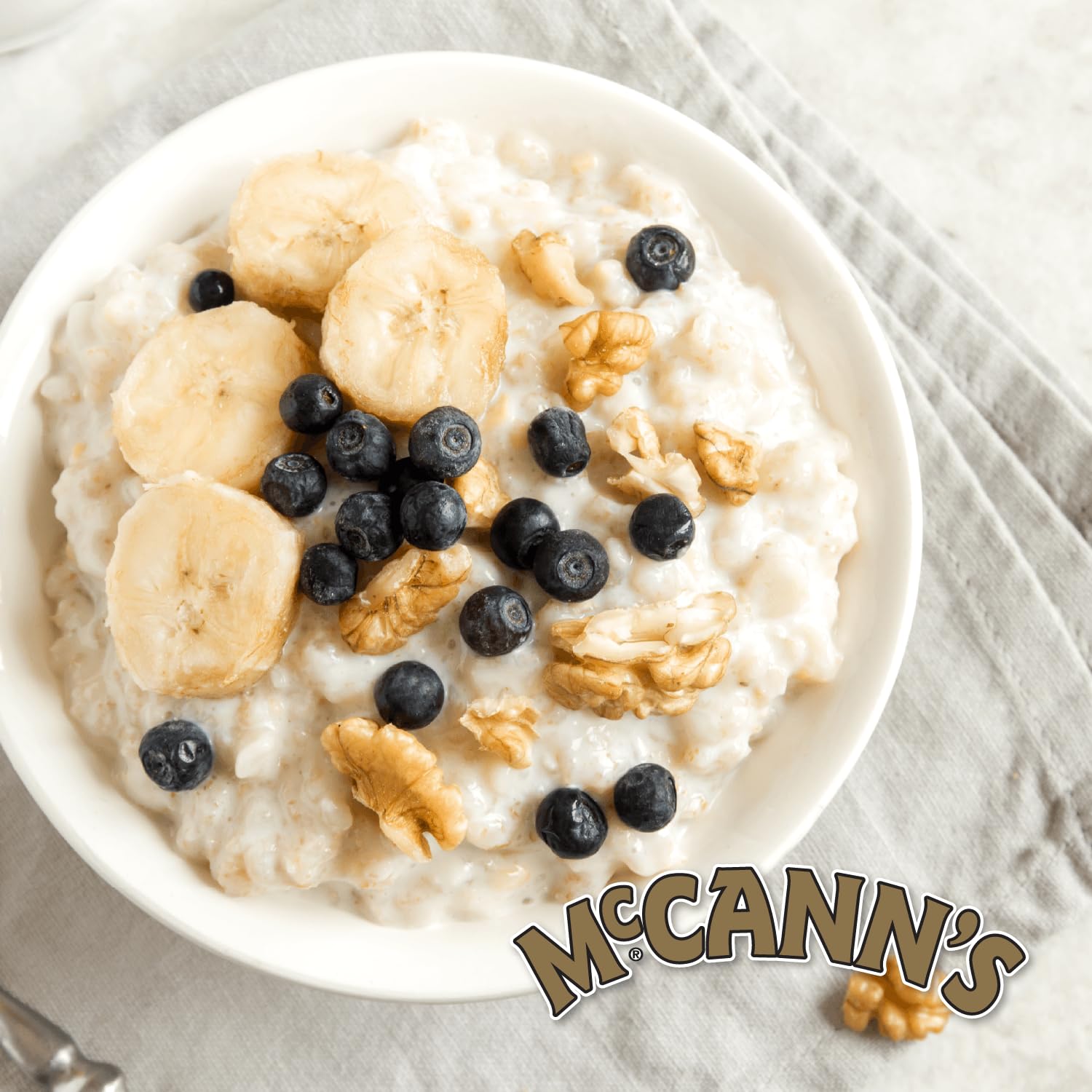 McCann's Irish Oatmeal measuring cup showing portion-friendly oats