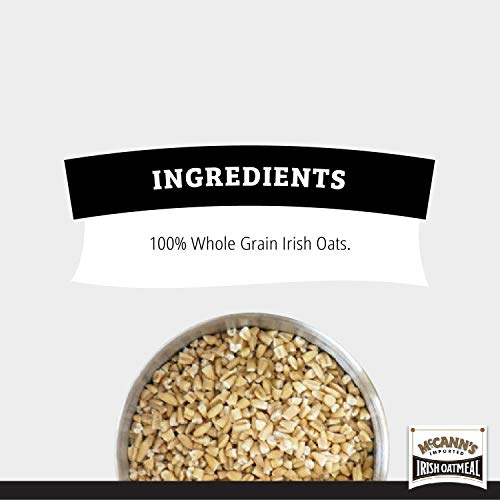 McCann's Irish Oatmeal quick-cooking oats being poured into a pot.