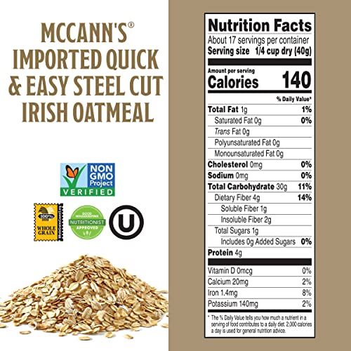 McCann's Irish Oatmeal raw steel-cut oats showing rich texture for hearty breakfasts