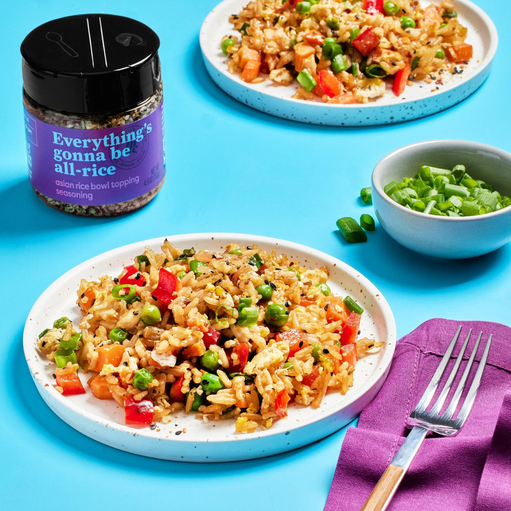 McCormick Asian Rice Bowl Topping in a stir-fry to boost aroma and texture.