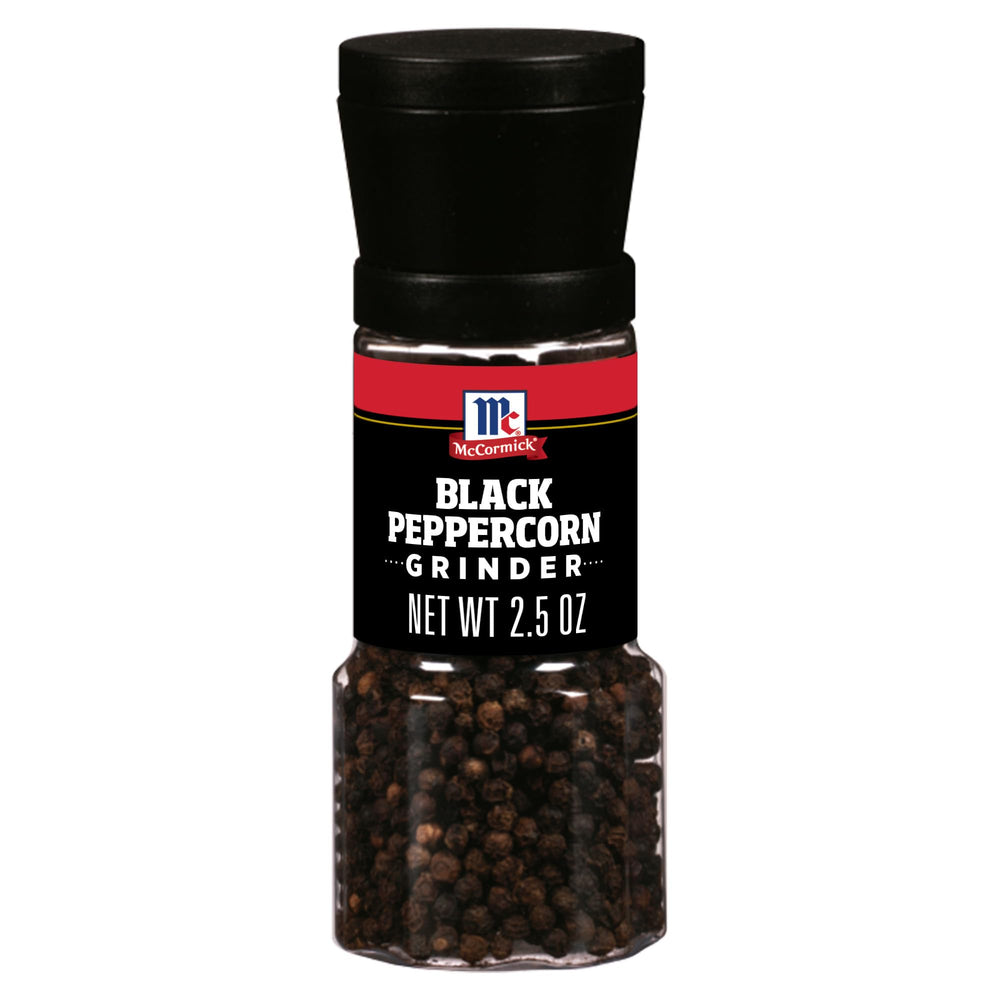 McCormick Black Peppercorn Grinder on counter ready for everyday cooking