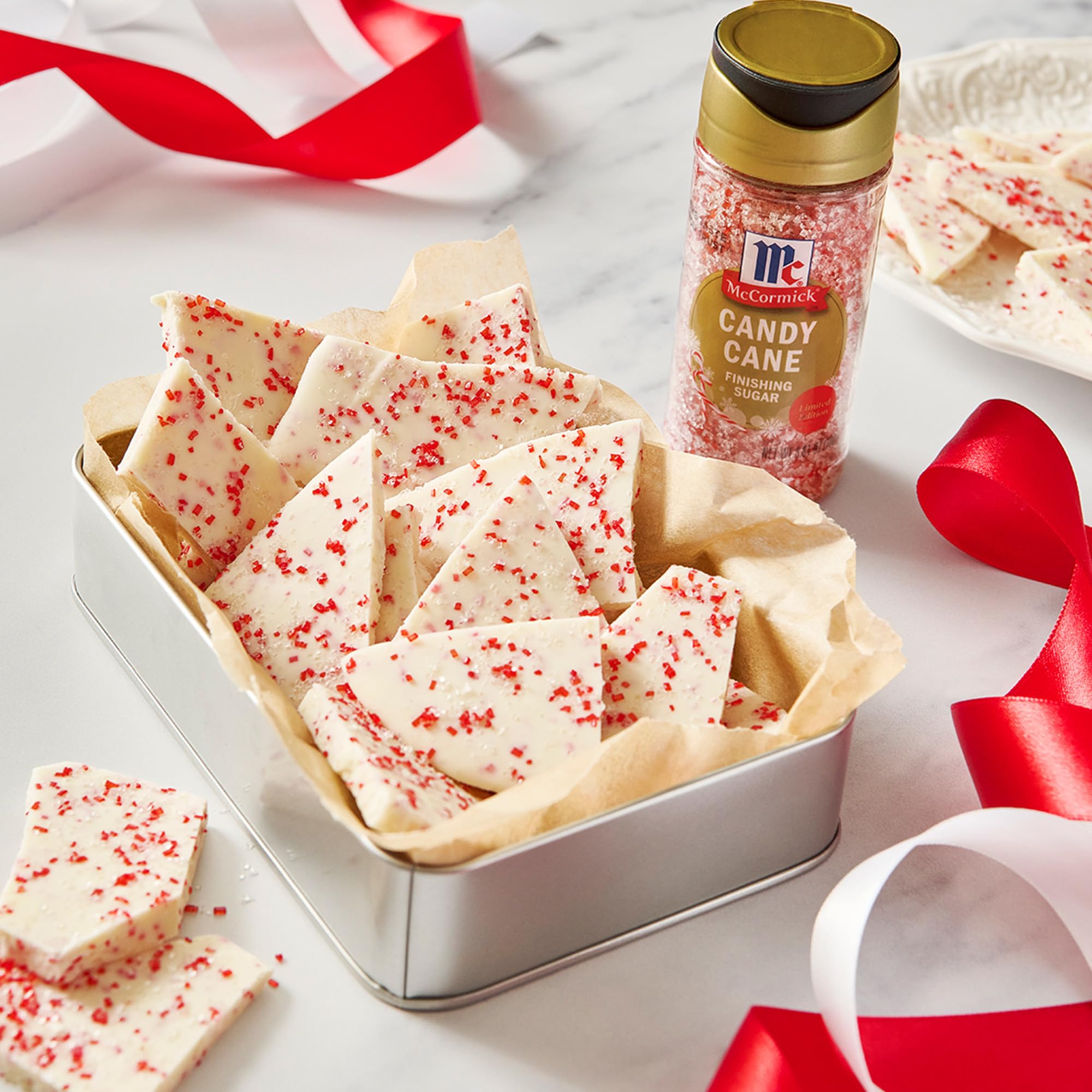 McCormick Candy Cane Finishing Sugar on fudge bars with peppermint sparkle