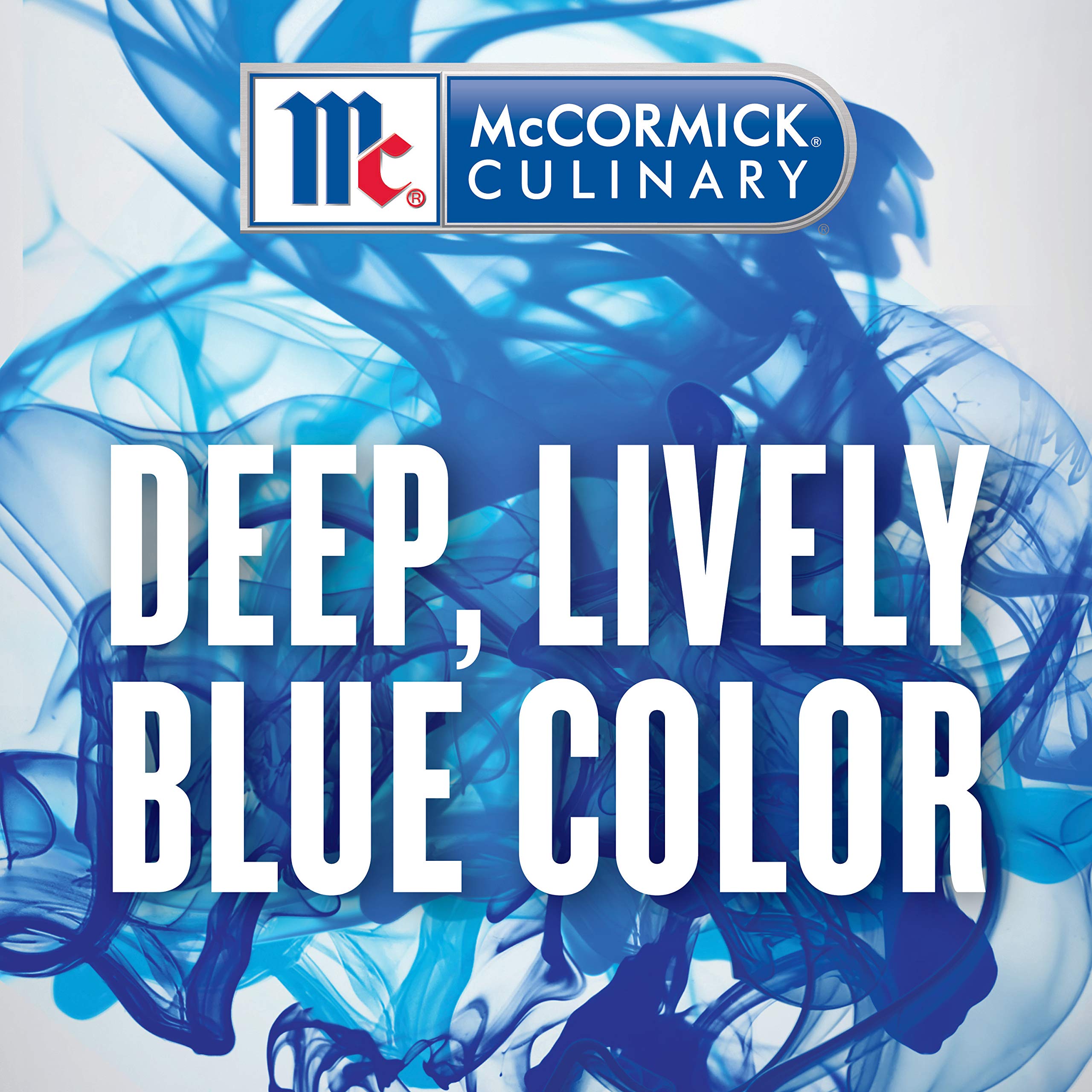Professional chef using McCormick Culinary blue coloring in a busy kitchen.