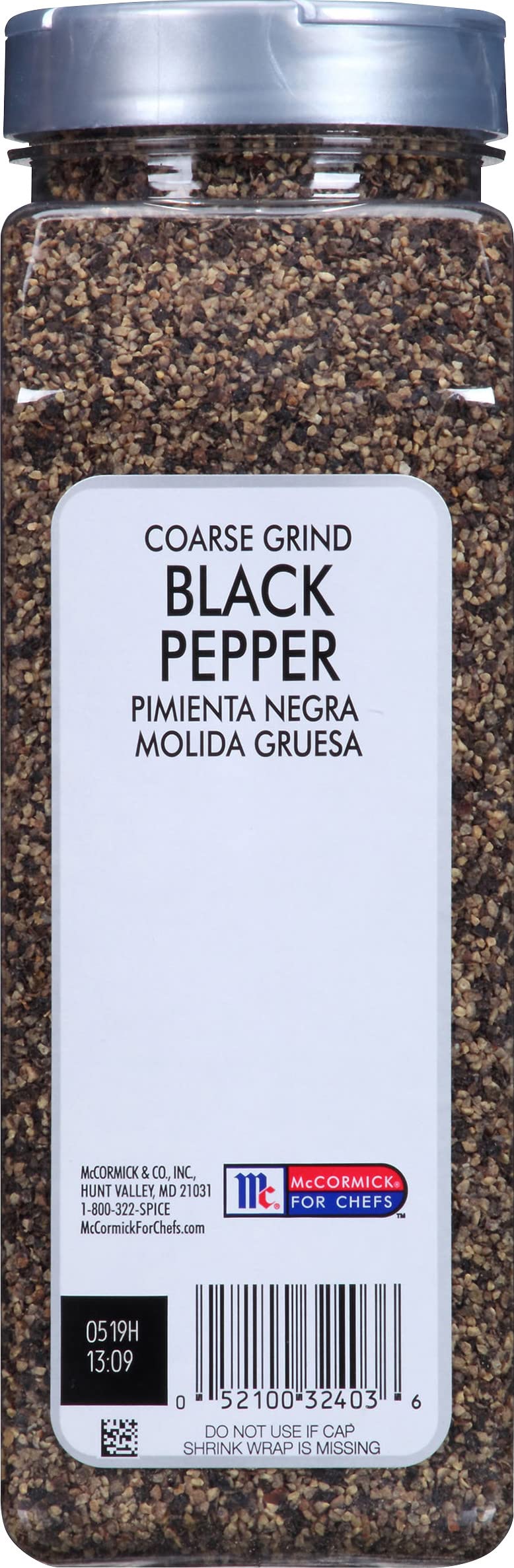 McCormick Culinary coarse grind black pepper supports consistent seasoning.