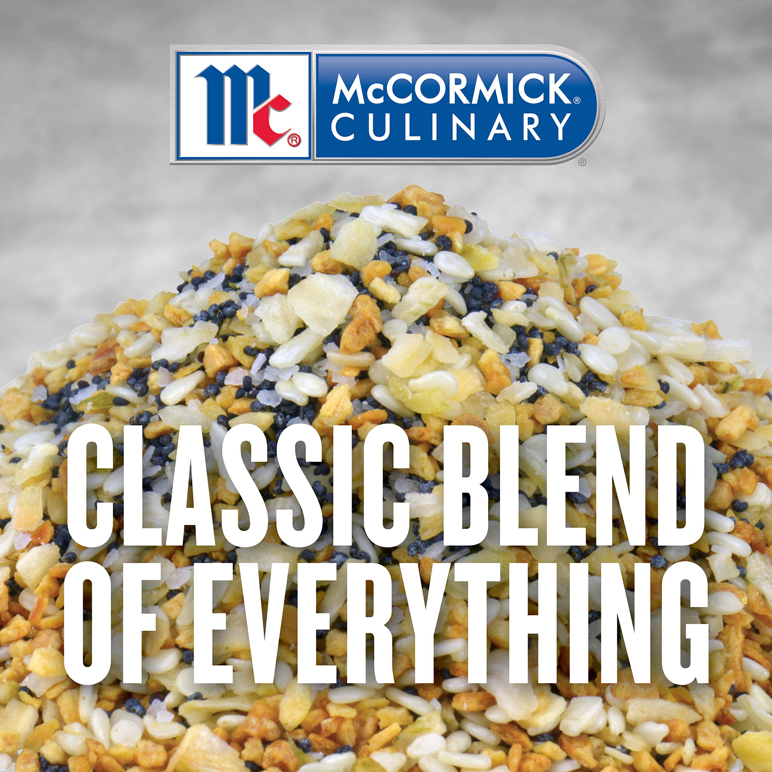 McCormick Culinary Everything Bagel Seasoning seeds close-up enhancing savory dishes.