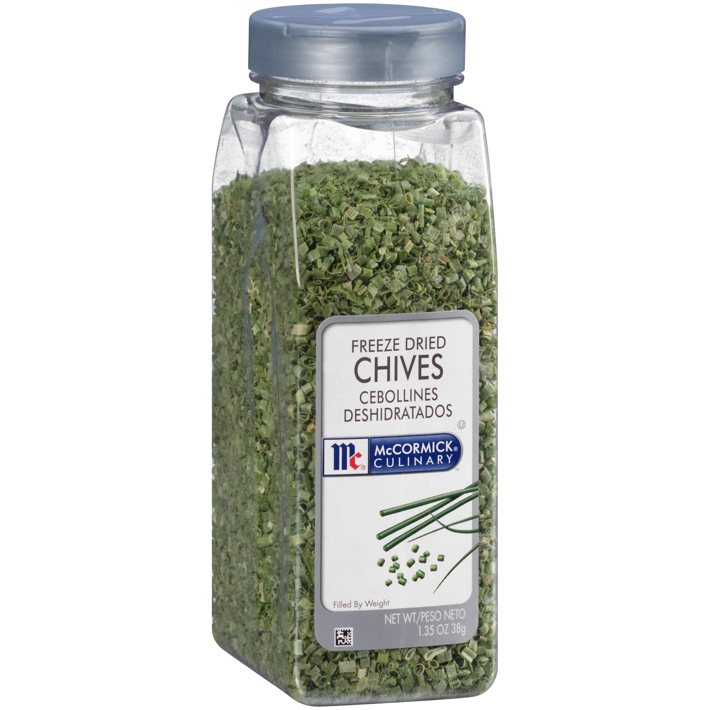 McCormick Culinary Freeze-Dried Chives bottle with split-top lid for easy sprinkling