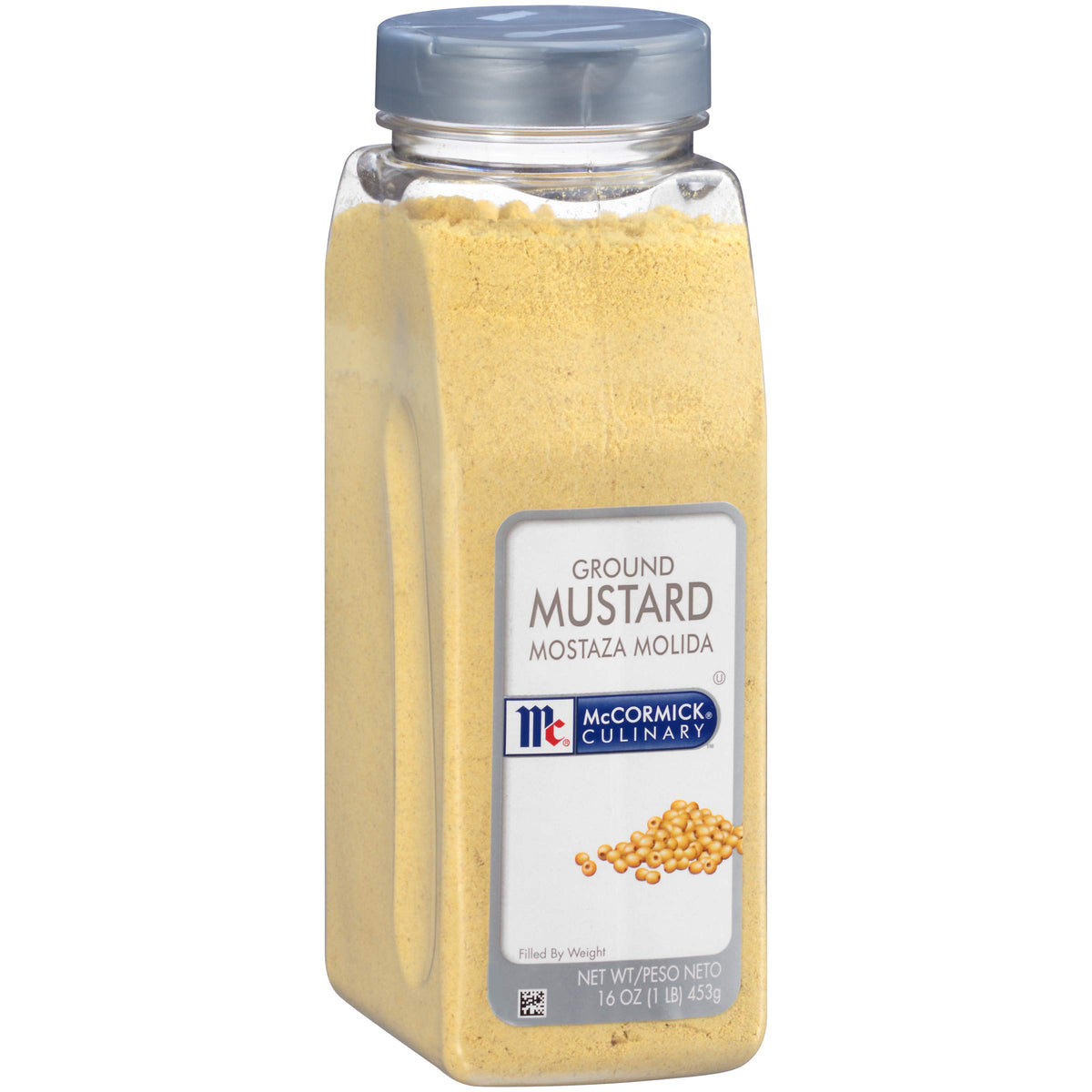 McCormick Culinary ground mustard powder in a 16-ounce container for sauces.