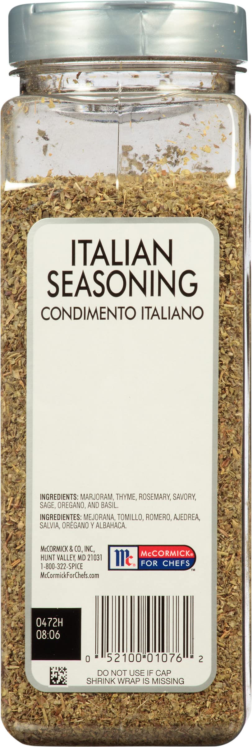 McCormick Culinary Italian Seasoning label closeup showing herb blend quality