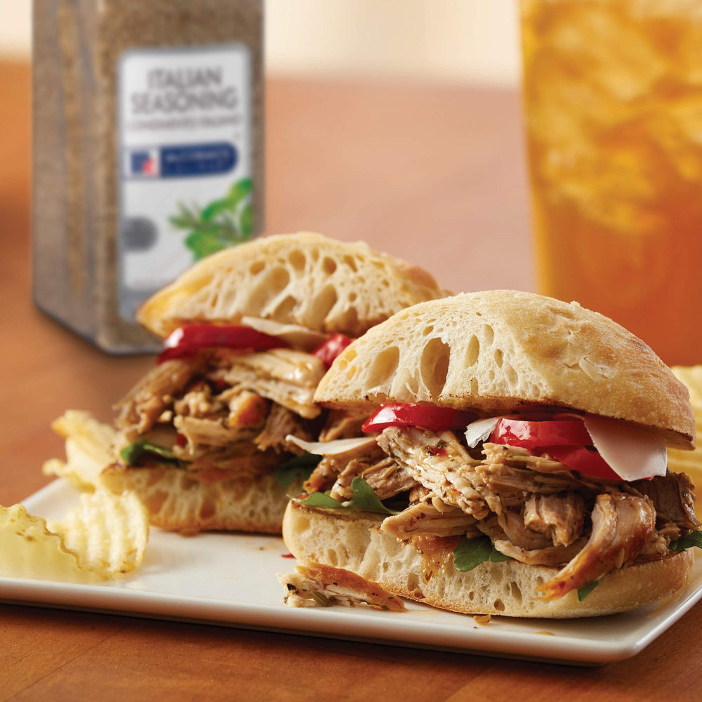 McCormick Culinary Italian Seasoning over pasta bowl enhances aroma and depth
