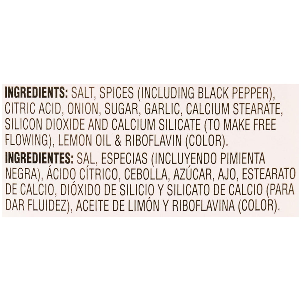 McCormick Culinary Lemon Pepper Seasoning Salt ingredients close-up for fresh, high-quality seasoning.