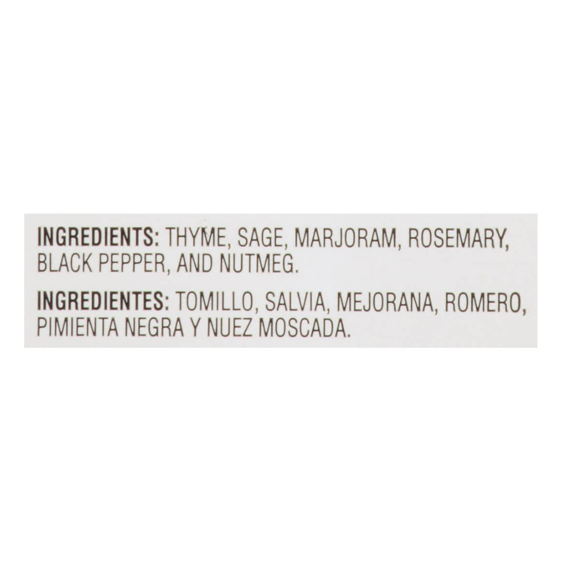 McCormick Culinary Poultry Seasoning label closeup shows thyme, marjoram, sage