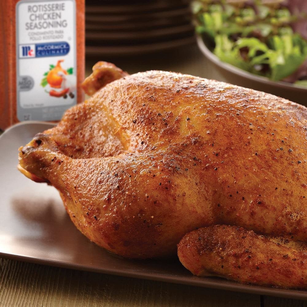 Grill-roasted chicken with McCormick Culinary Rotisserie Seasoning for bold flavor